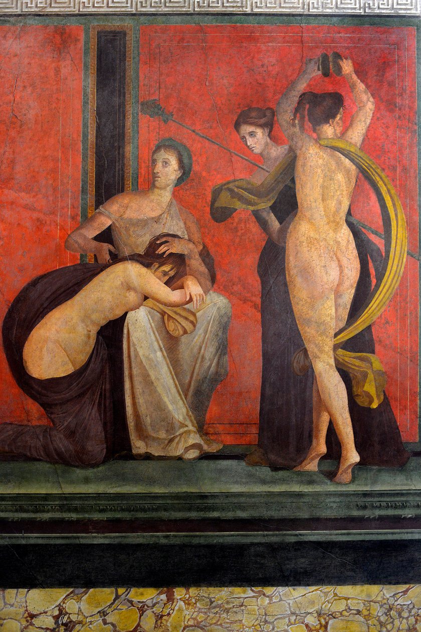 Initiation Rites of the Cult of Dionysus, Fresco from the Villa Dei Mysteri by Roman