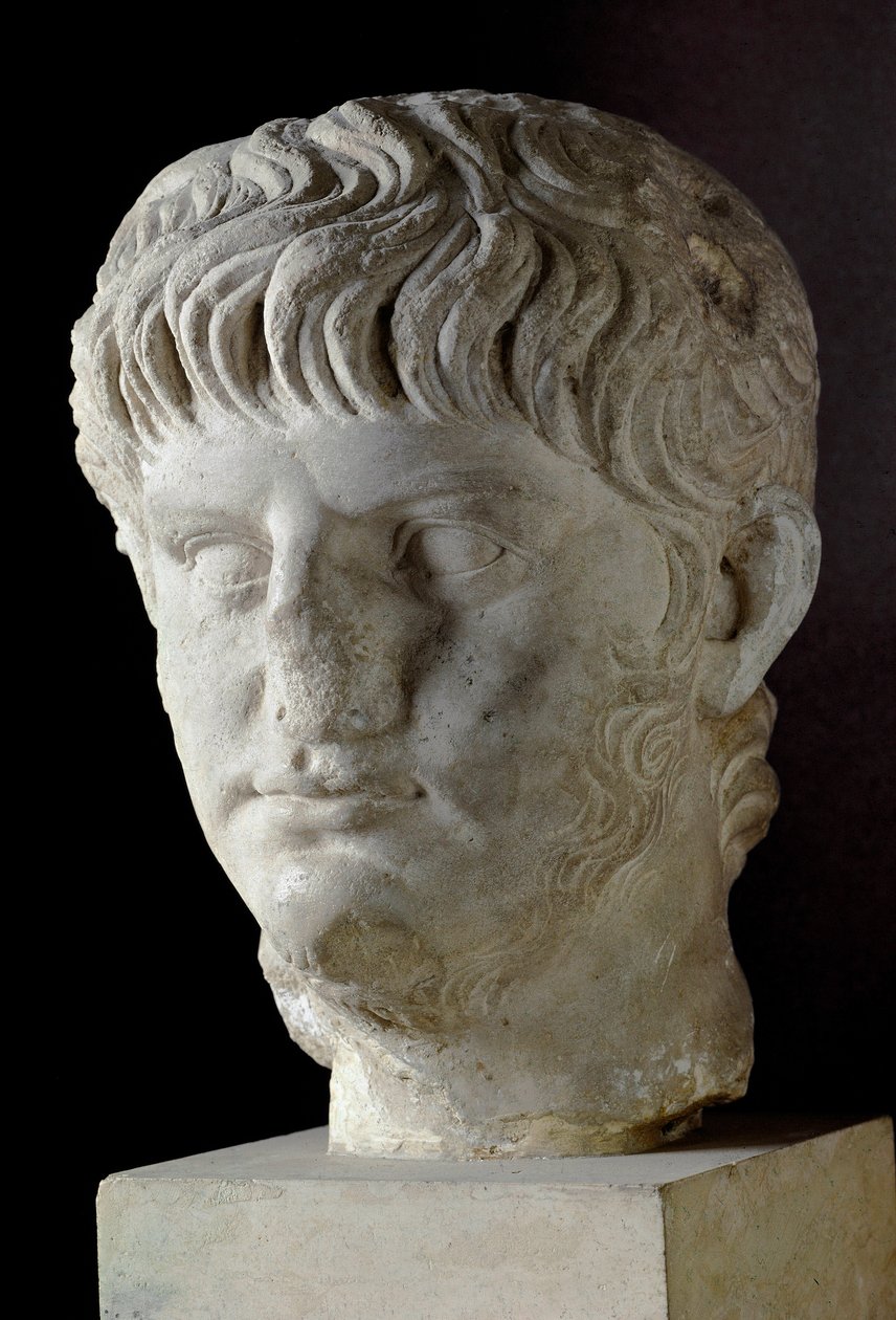 Marble Head of Nero by Roman