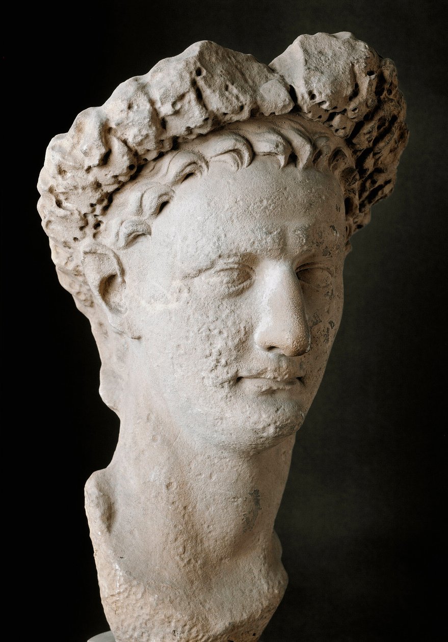 Marble head of Roman Emperor Domitian. Rome, Museo Nazionale Romano