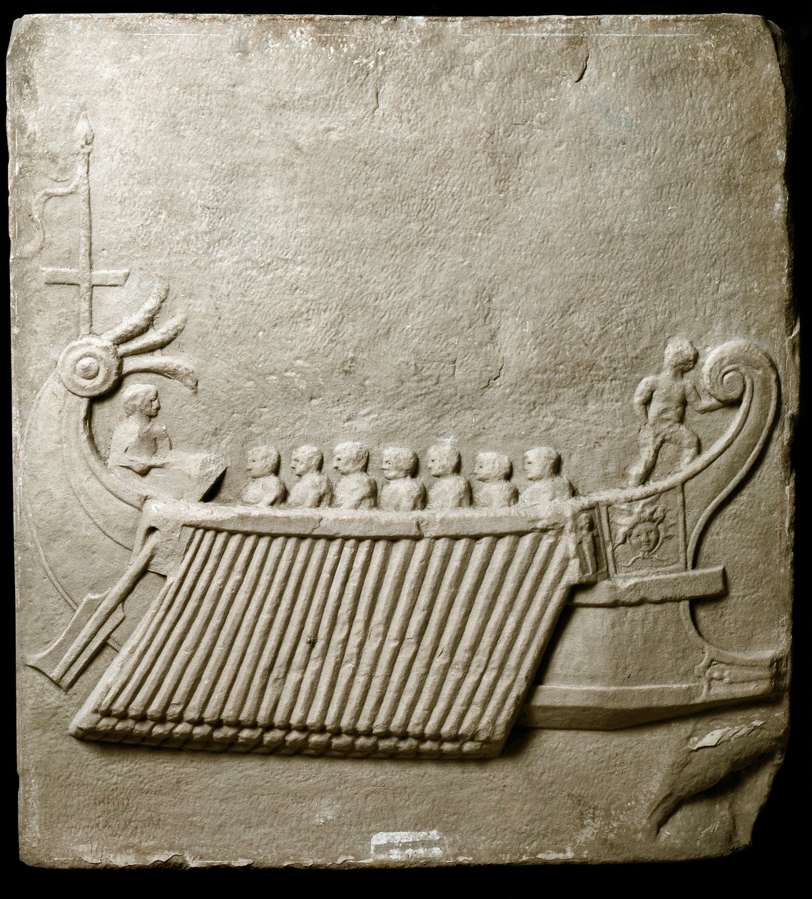 Roman Art: Roman Trireme - Fragment of Marble Frieze from Pozzuoli by Roman