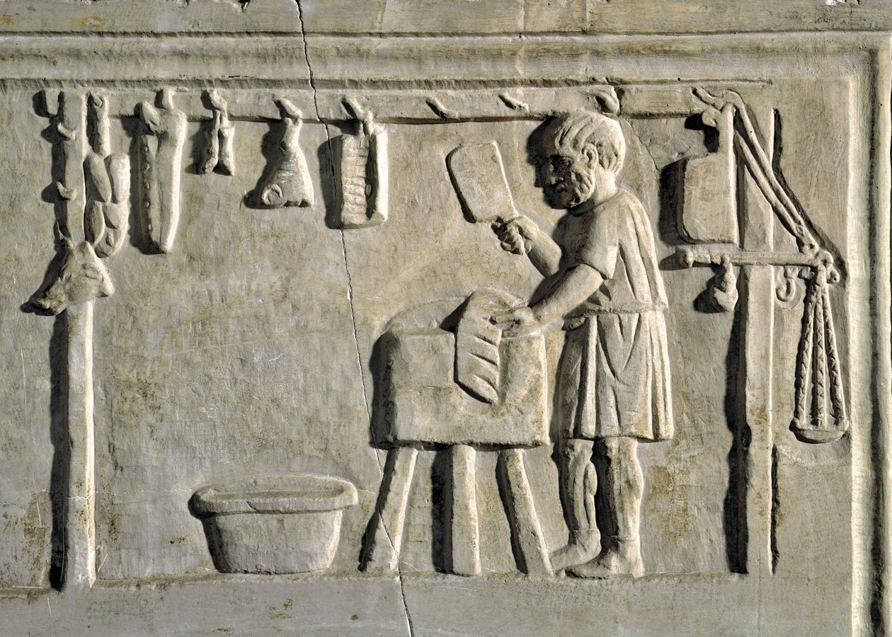 A butcher in his shop by Roman: Premium art reproduction
