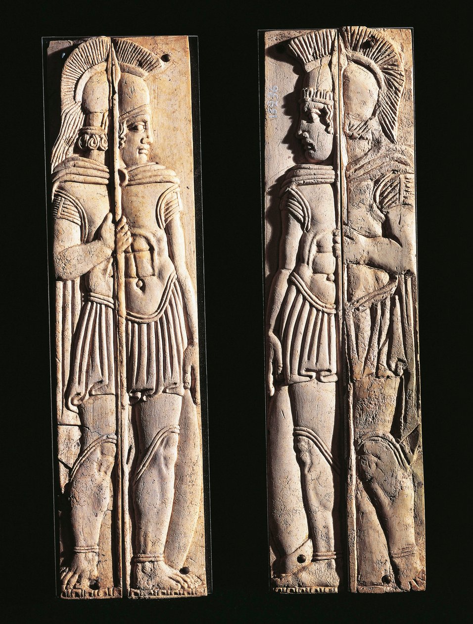 Roman Civilization, Pair of Bone Carvings of Warriors, from Praeneste ...