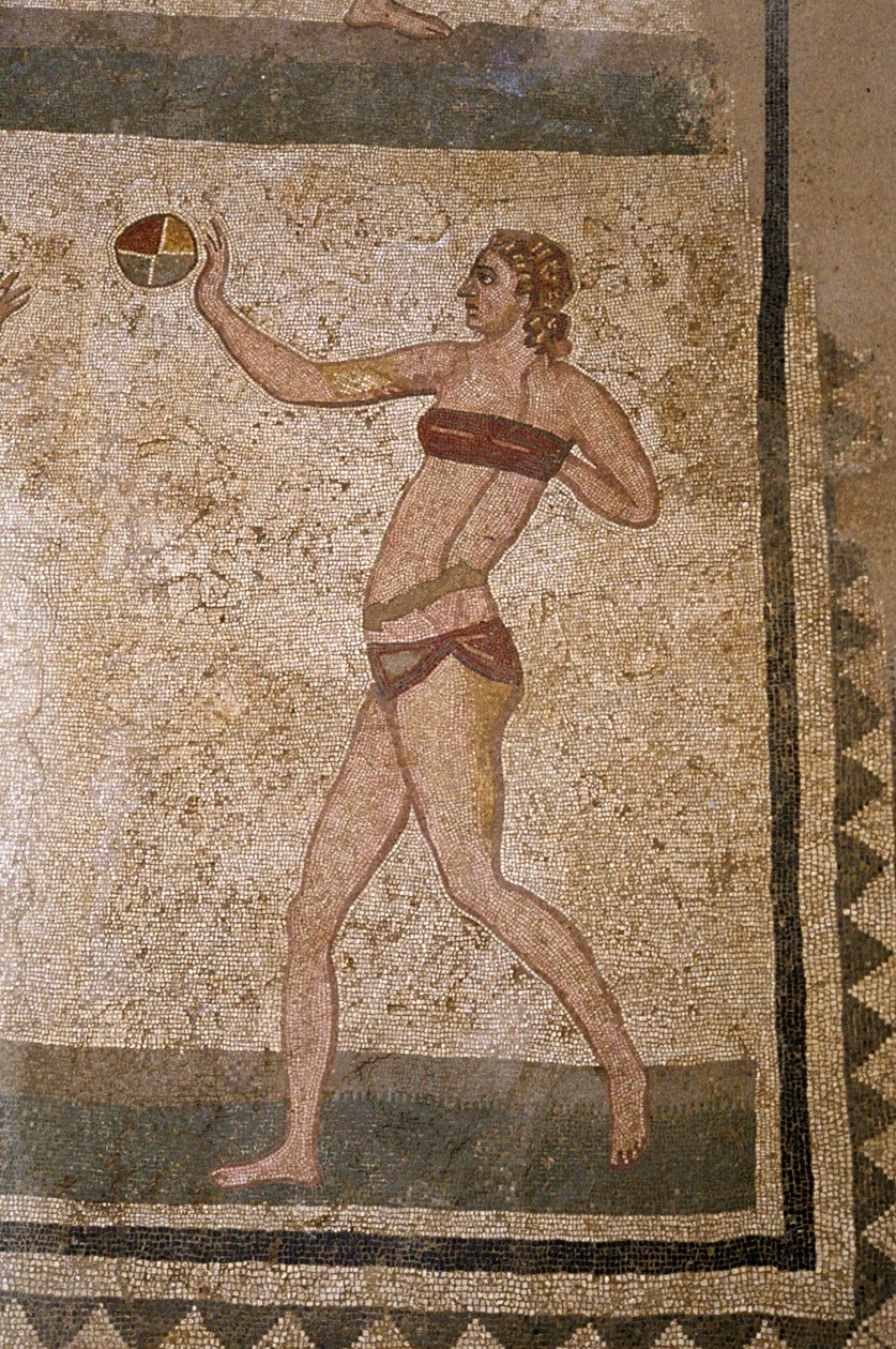 Woman Playing Ball. Roman Mosaic of the 3rd - 4th Century of Villa del Casale, Piazza Armerina by Roman