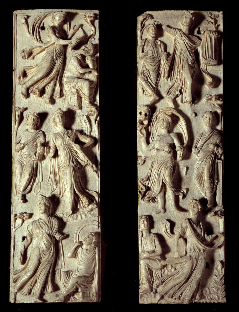 Ancient Rome: Carved Ivory Diptych Representing Six Muses and Six Poets ...
