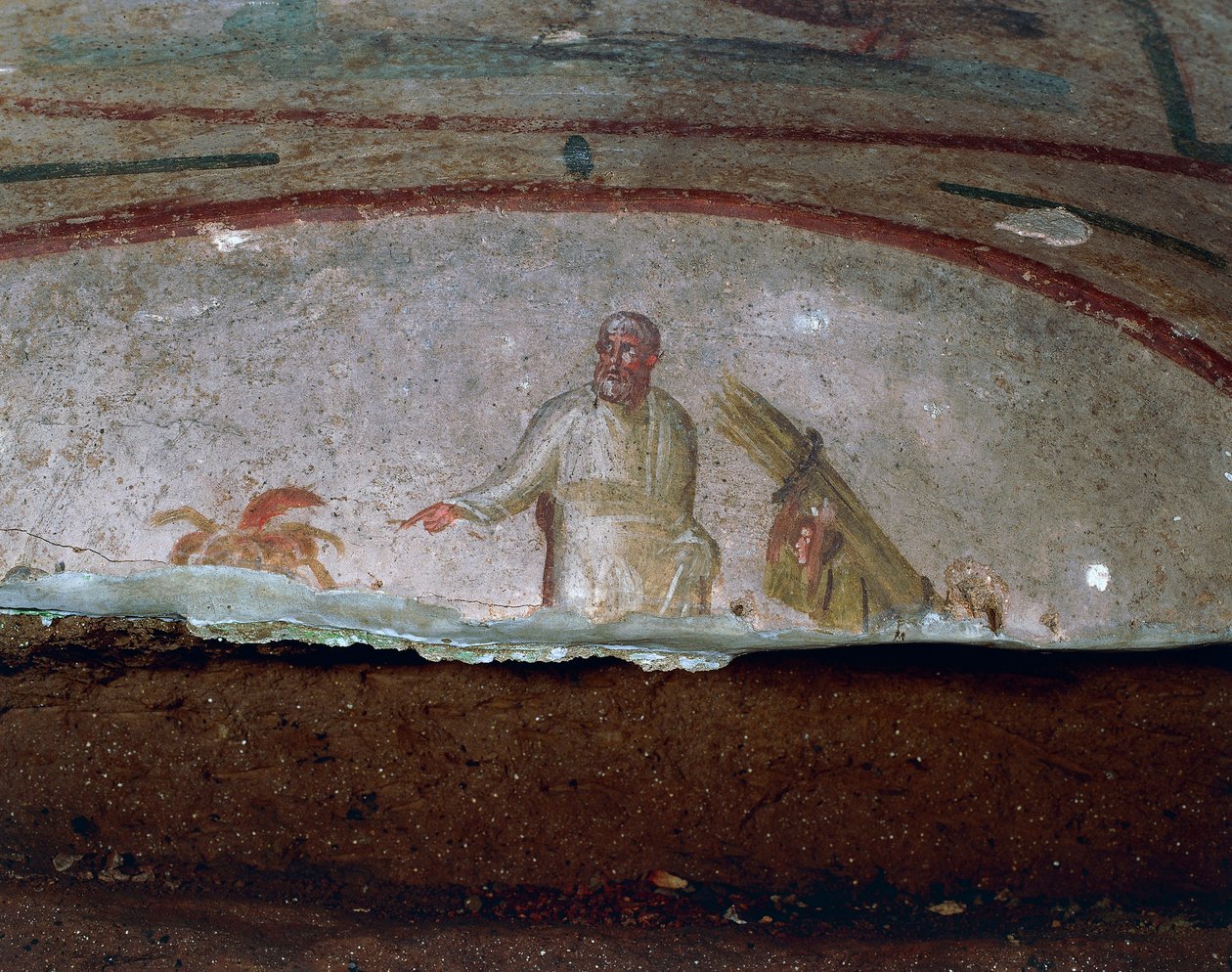 Decorative fresco, Catacombs of Priscilla, Rome (UNESCO World Heritage List) by Roman Roman