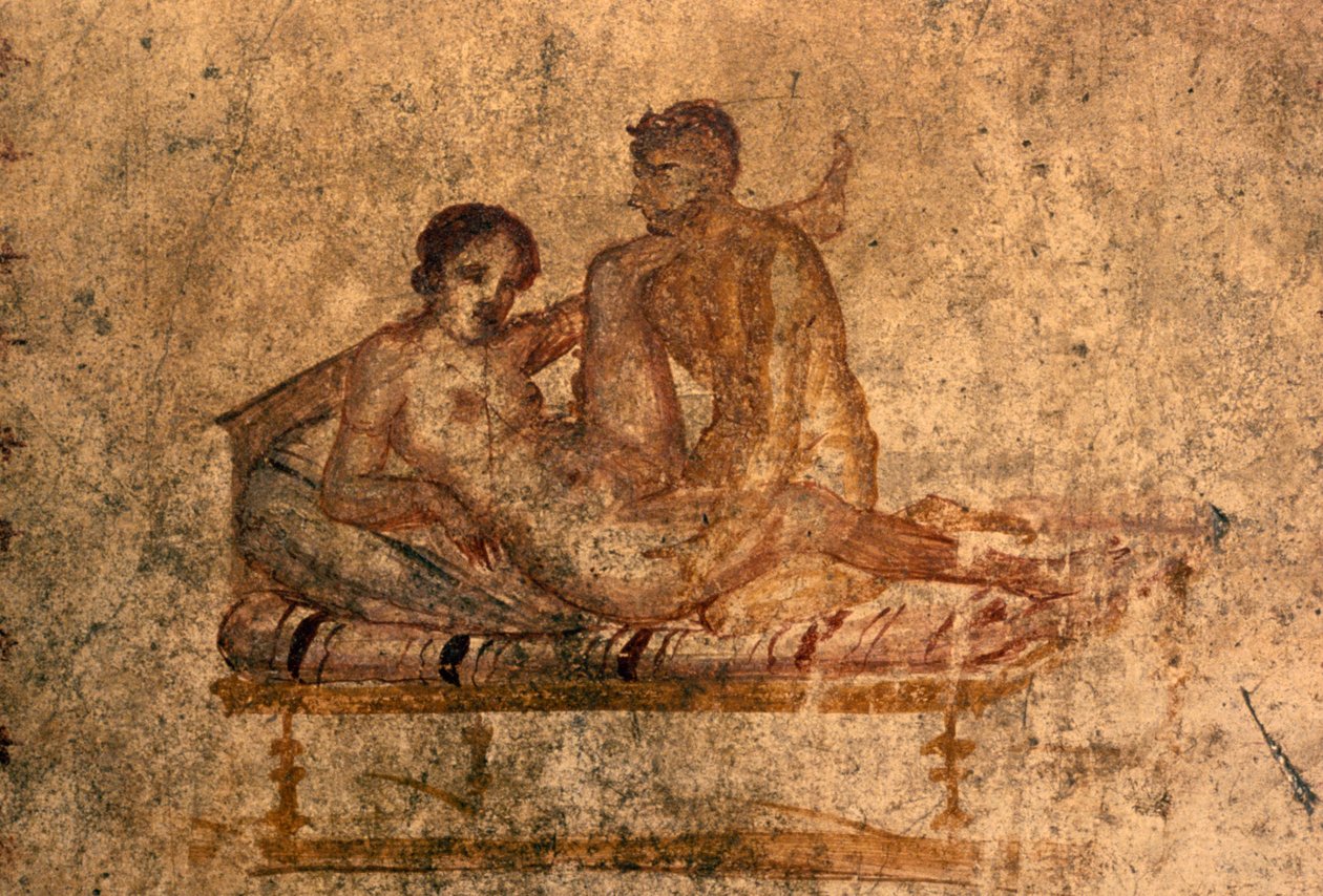 Erotic fresco from House of Vettii, Pompeii by Roman Roman