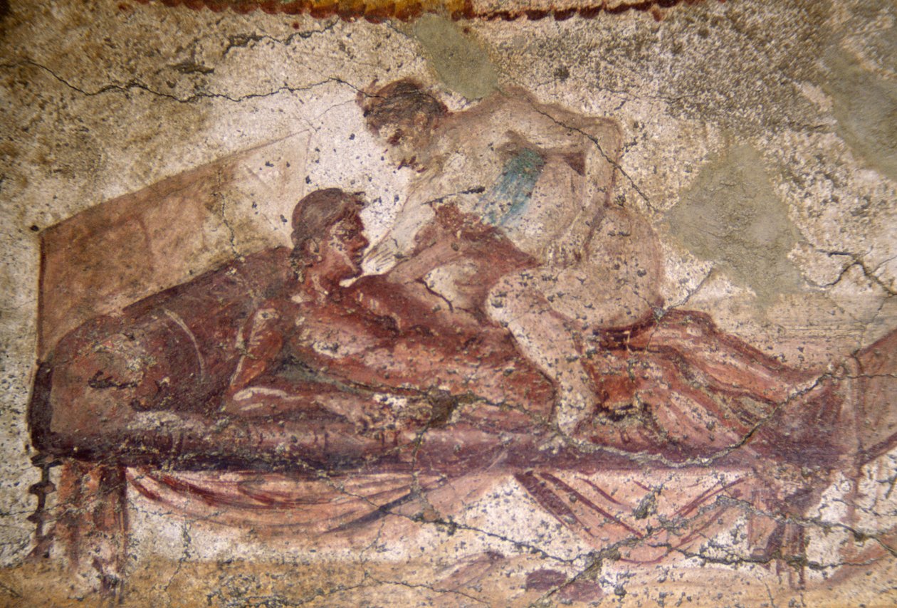 Erotic fresco from Lupanar, Pompeii by Roman Roman