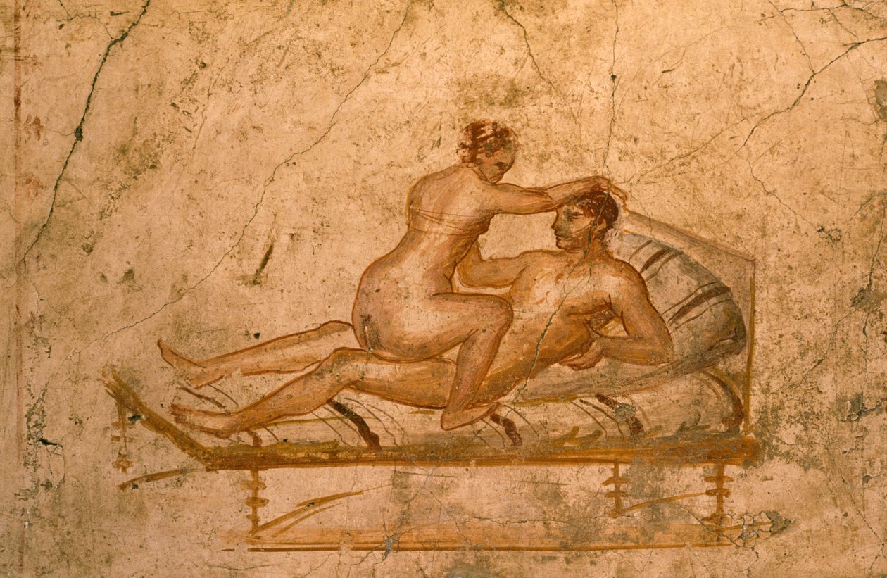 Erotic fresco from cubiculum of House of Vettii, Pompeii (UNESCO World Heritage List) by Roman Roman