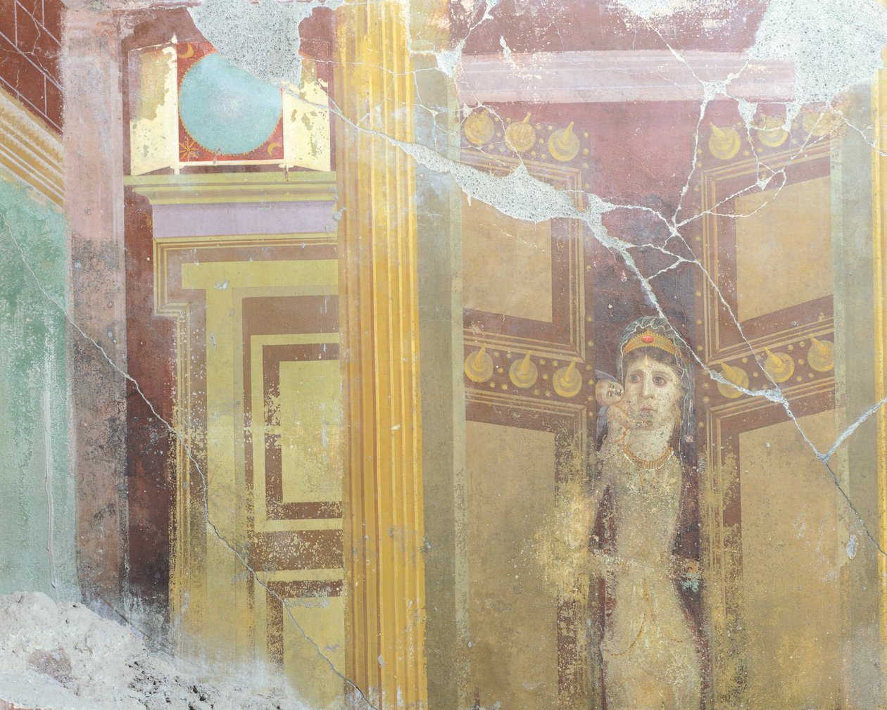 Fresco Depicting Faux Architectural Decoration and Figure of Woman ...