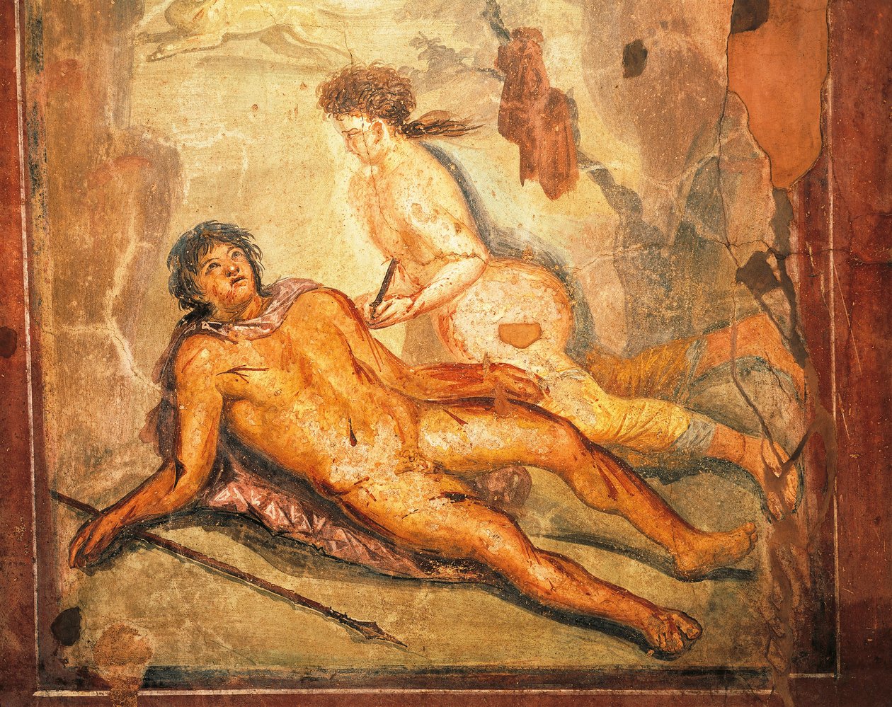 Fresco depicting myth of Pyramus and Thisbe, House of Loreio Tiburtino, Pompeii, Campania, Roman Civilization by Roman Roman