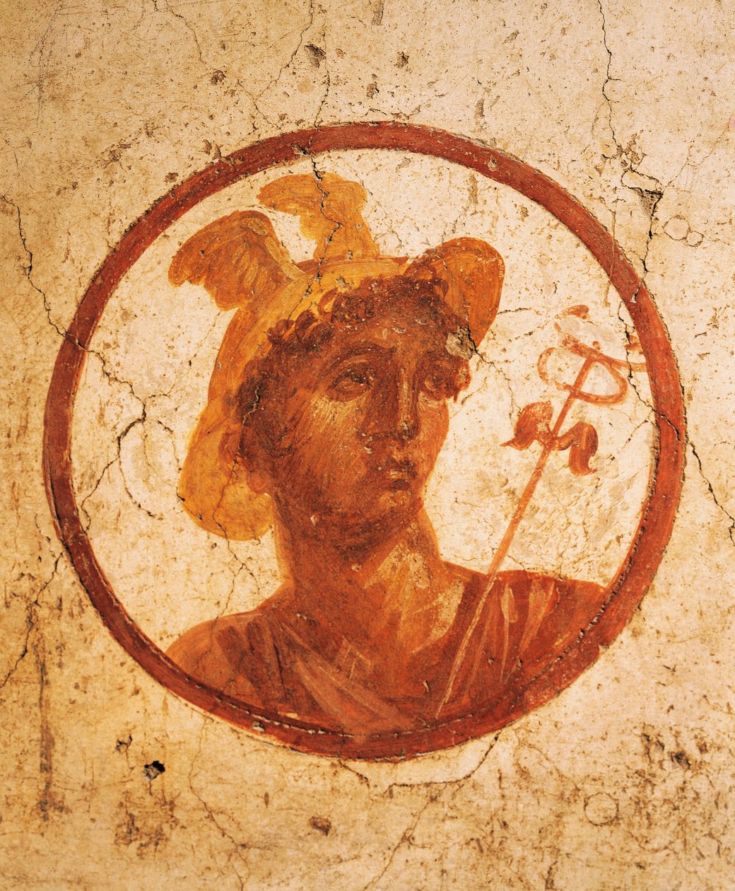 Fresco Depicting Portrait of Man on White Background, House of Ancient Hunt, Pompeii, Campania, Roman Civilization by Roman Roman