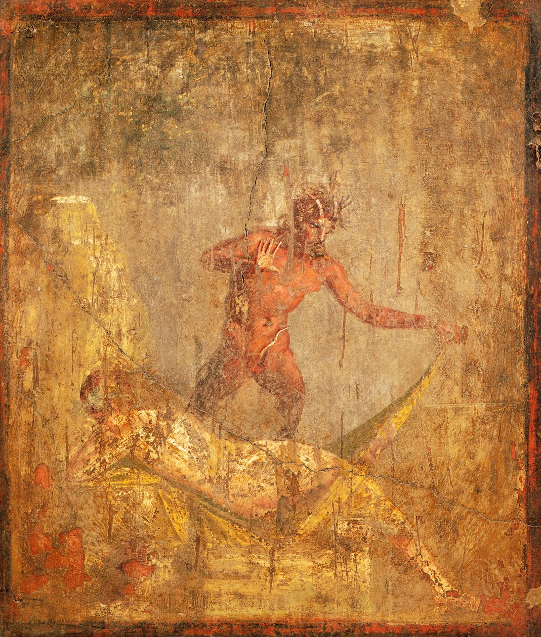 Fresco with an Erotic Subject Depicting Nymph and Pan from Pompeii