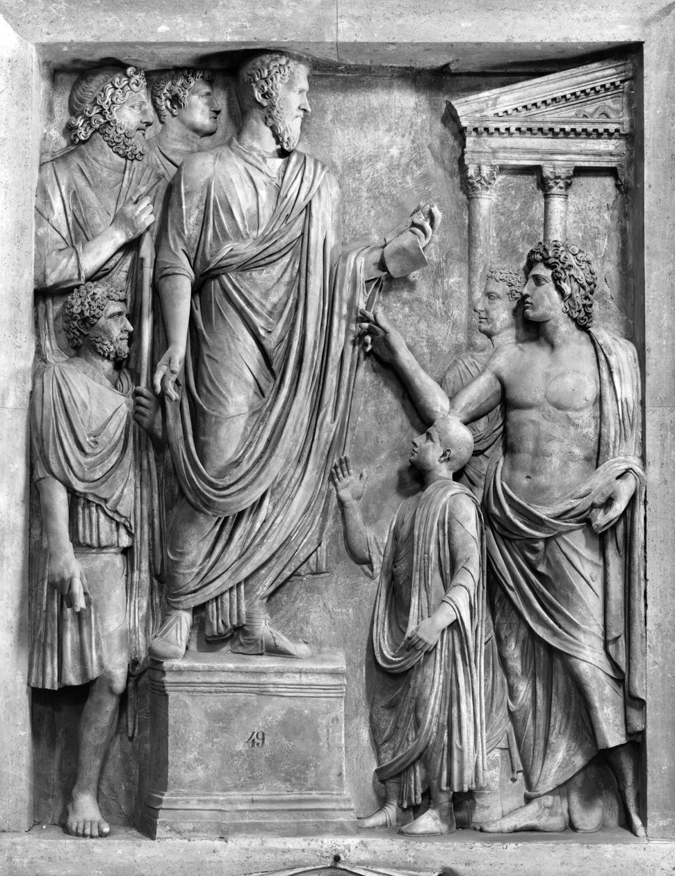 Marcus Aurelius (AD 121-180) Delivering a Speech at the Forum, or Hadrian (AD 76-138) Delivering a Funeral Oration for Sabine, probably 3rd or 4th century AD by Roman Roman