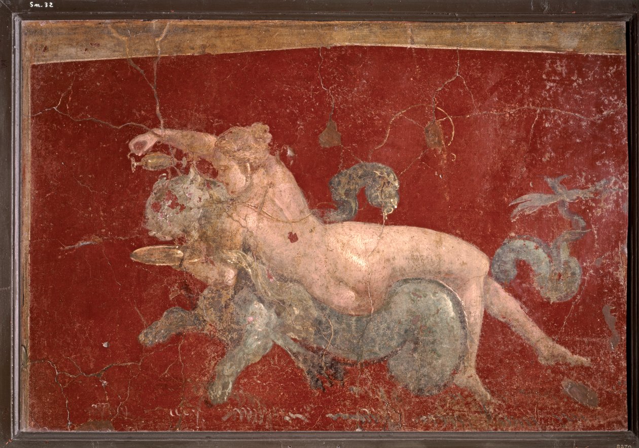 Roman Art: Nereid on a Sea Panther with a Drink by Roman Roman