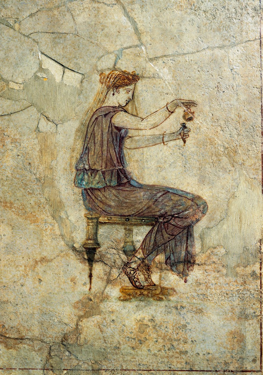Roman civilization, fresco portraying girl pouring perfume, from Pompeii by Roman Roman