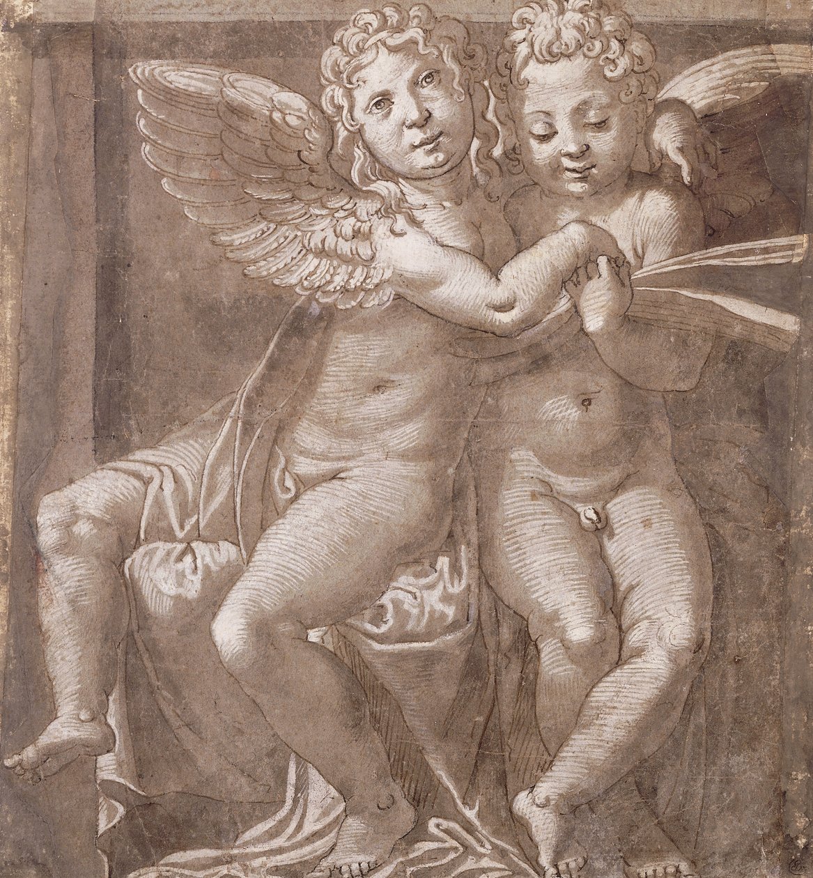 Two Seated Angels Singing, after Polidoro da Caravaggio by Roman School