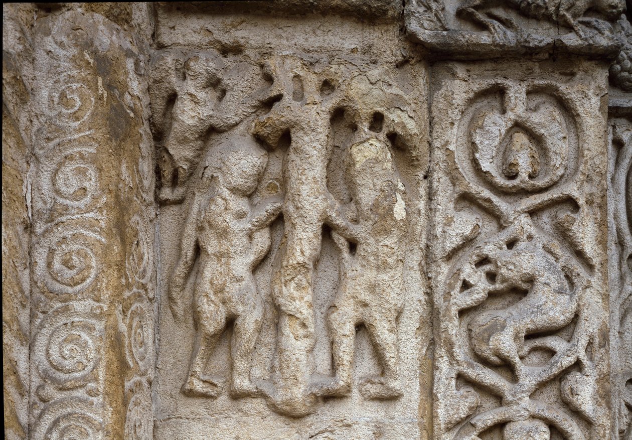 Adam and Eve (detail) by Romanesque
