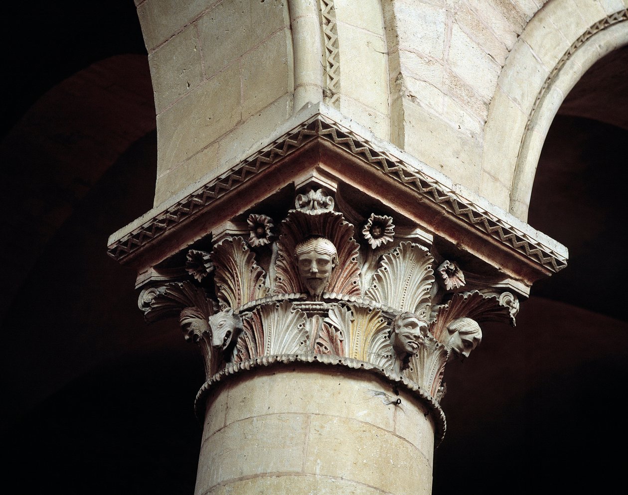Carved capital by Romanesque