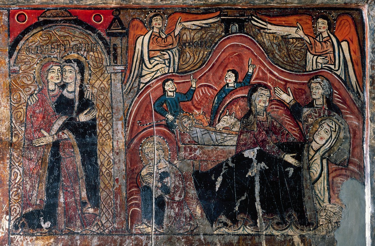 The Visitation and The Nativity with the Midwives Celomi and Salome (detail) by Romanesque