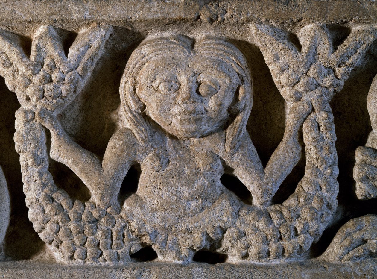 Two-tailed mermaid (detail) by Romanesque: Fine art print