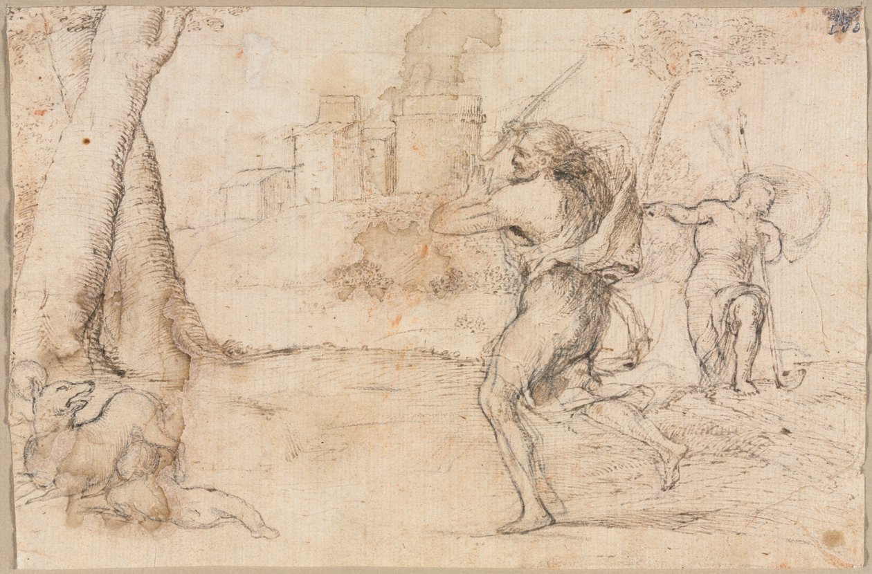 Romulus and Remus Found by Faustulus (recto), Concentric Circles (verso ...