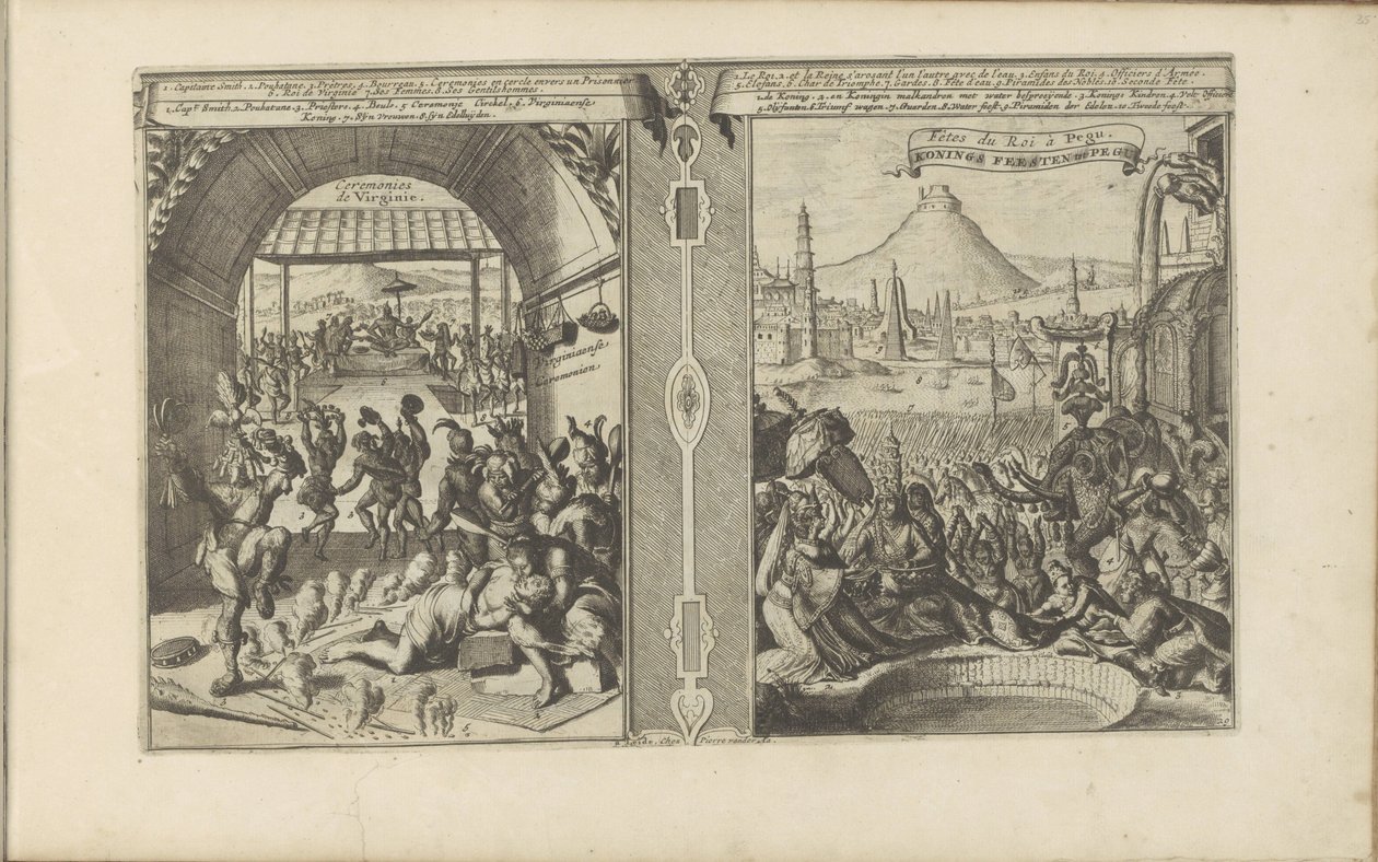 Chief Smith with the Virginians; Royal Feast in Pegu by Romeyn de Hooghe