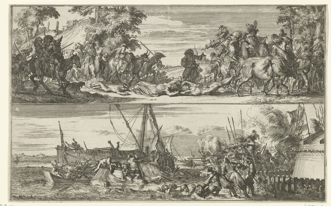 Two Depictions of French Atrocities, 1672 by Romeyn de Hooghe