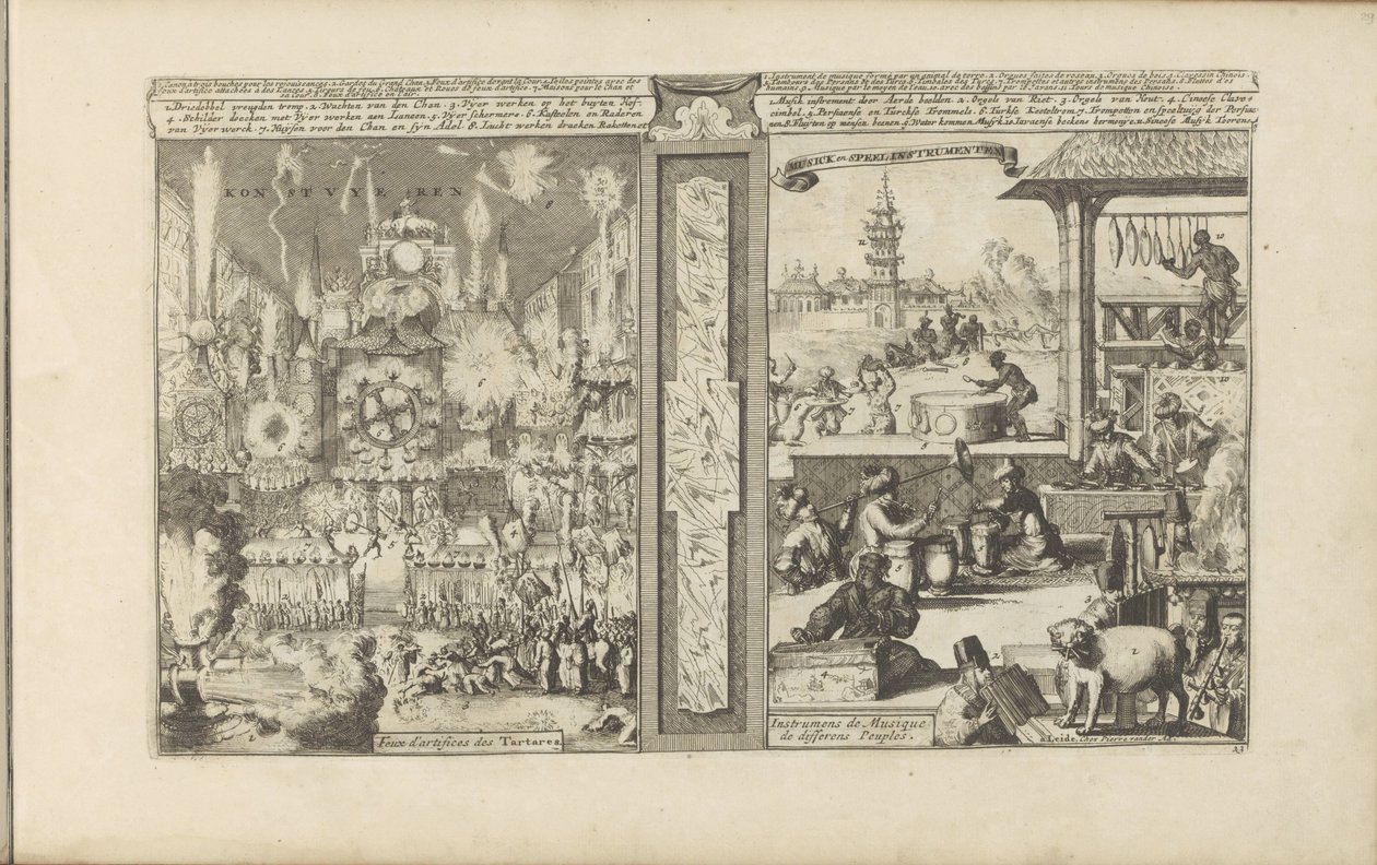 Fireworks and Music (Les Indes Orientales et Occidentales et autres lieux) by Romeyn de Hooghe