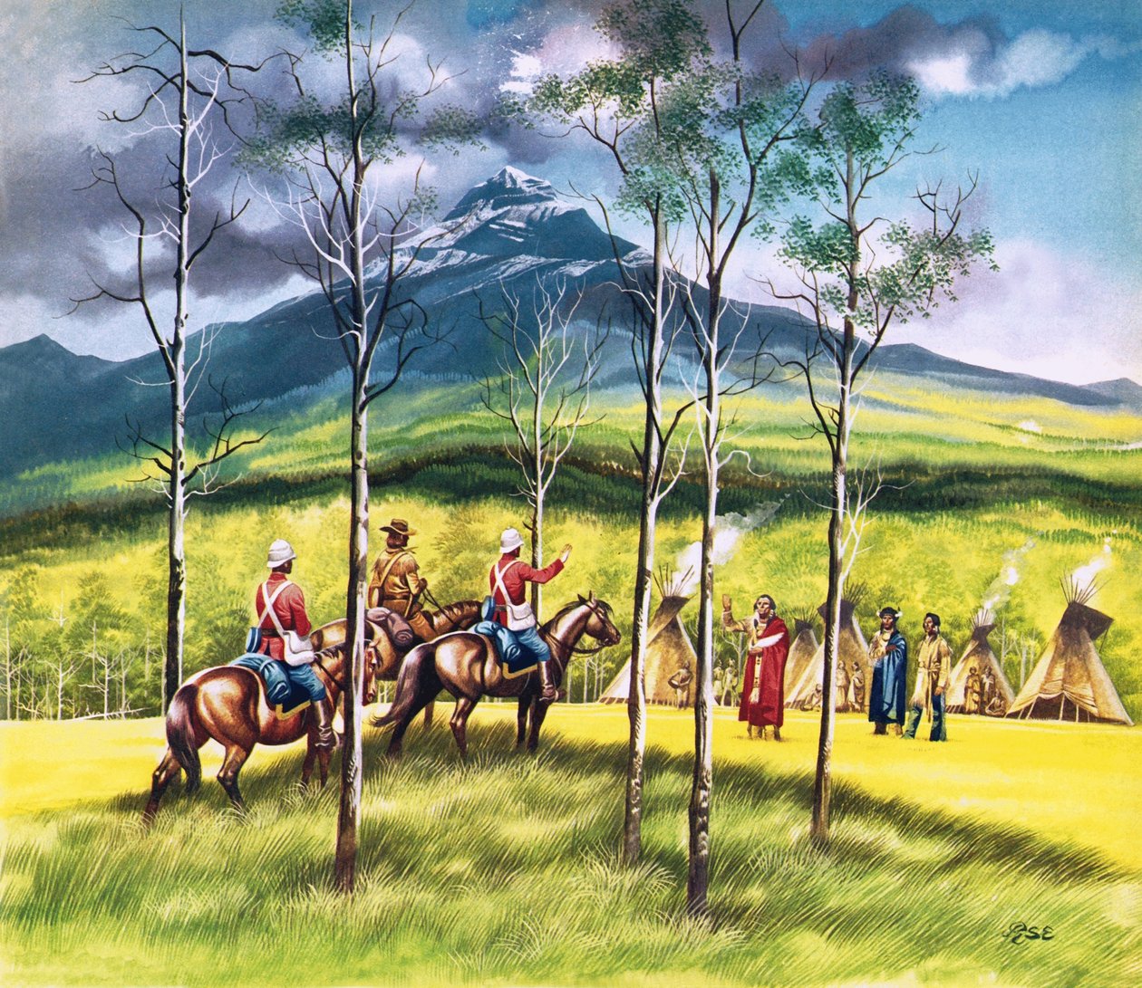 Mountie, James Walsh, Meeting Sitting Bull to Persuade Him of the Need for Peace by Ron Embleton