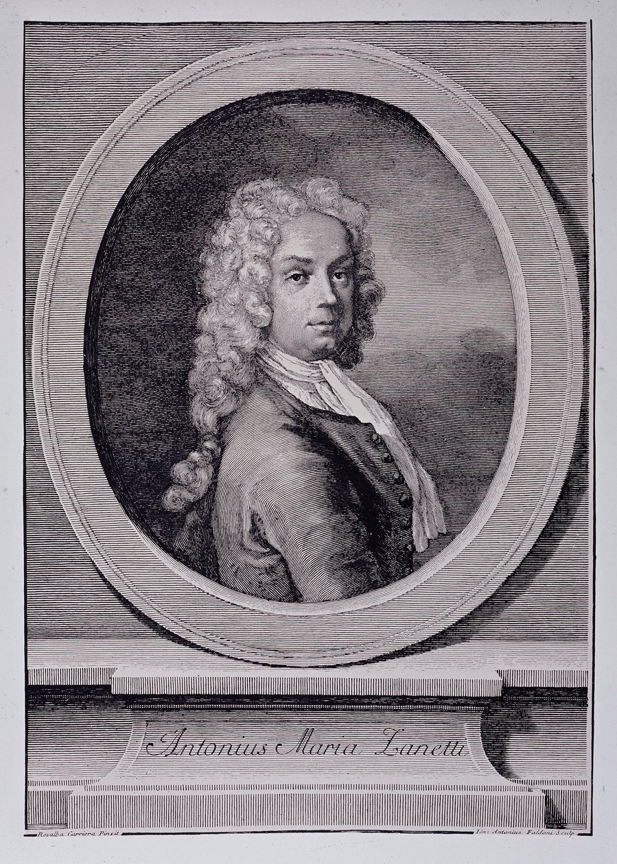 Portrait of Antonio Maria Zanetti, Italian Cartoonist (Engraving) by Rosalba Giovanna (after) Carriera