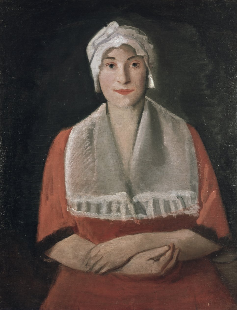 Portrait of a Lady in a White Cap by Rudolf Kremlicka