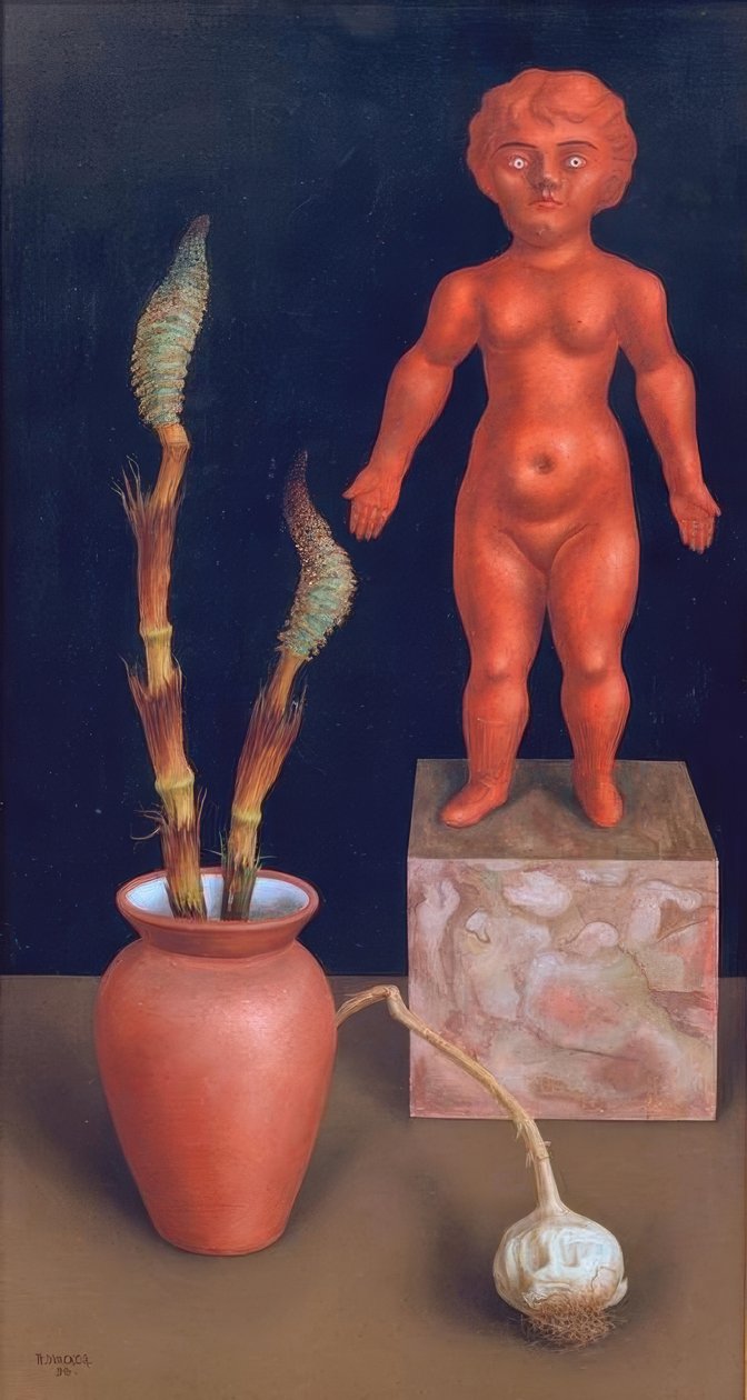 Still Life with Horsetail (and Doll) by Rudolf Wacker