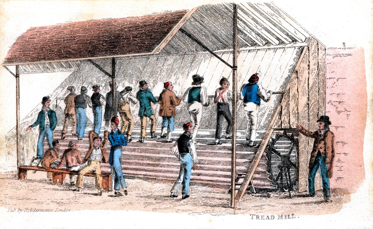 Treadmill at Brixton Prison, London by Rudolph Ackermann