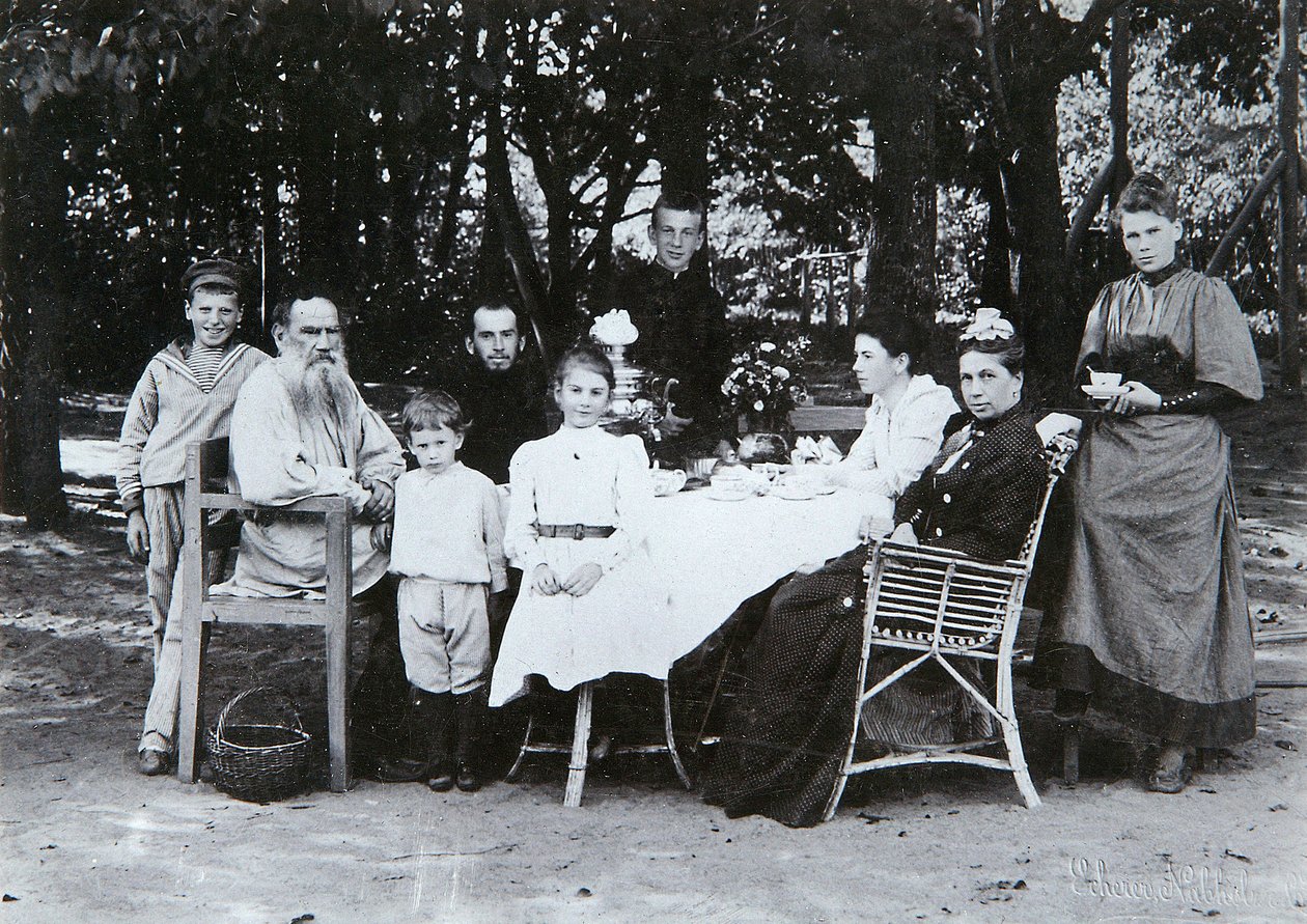 Family portrait of the author Leo N. Tolstoy by Russian Photographer
