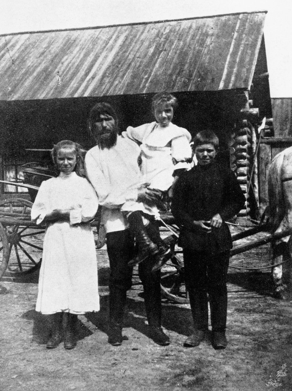 Rasputin and his family at Pokrovskoe by Russian Photographer
