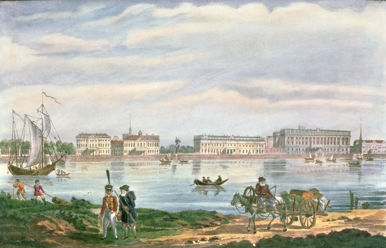 The Marble Palace and the Neva Embankment in St. Petersburg, 1822 by Russian School