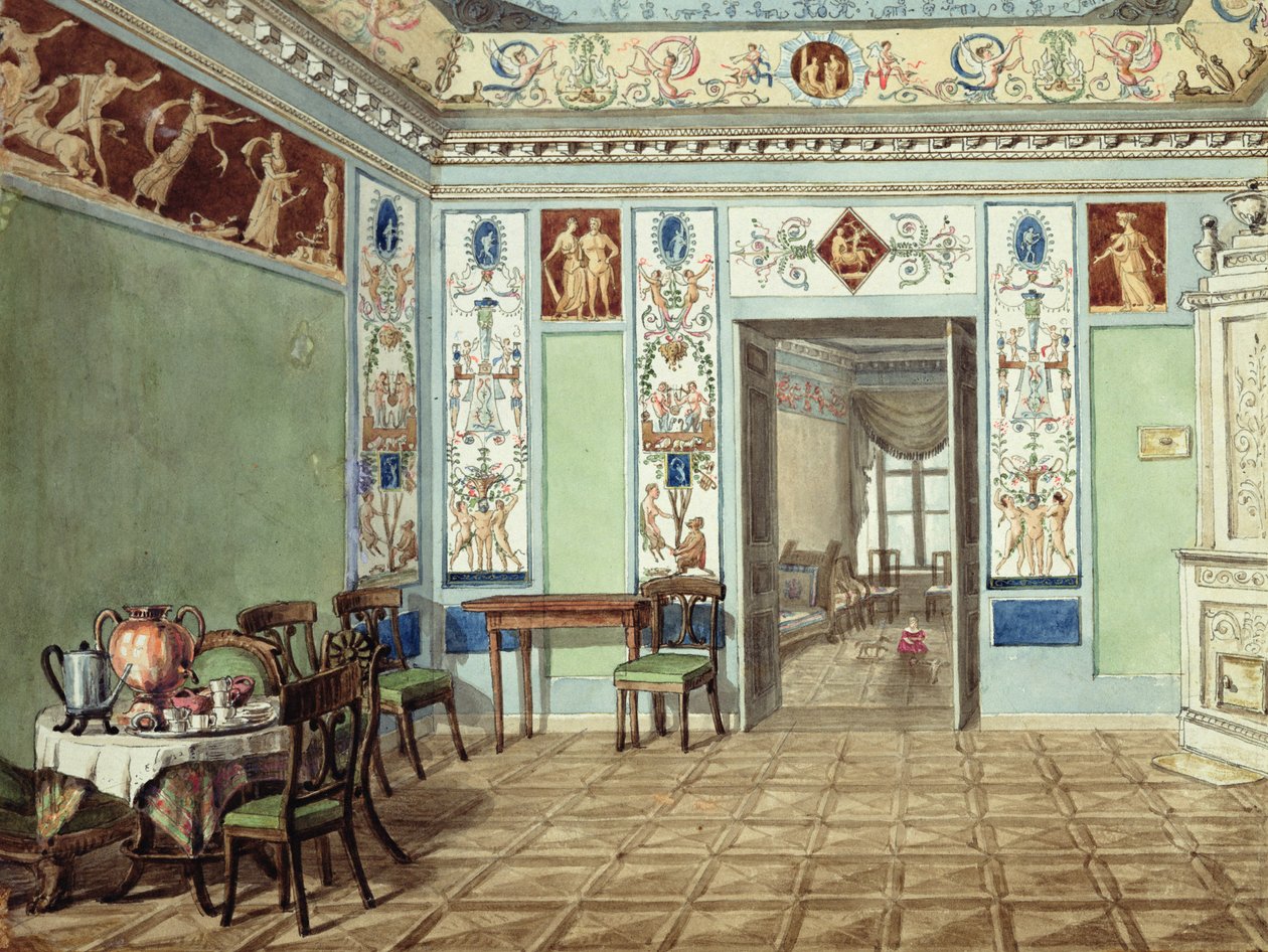 Neo-Classical Etruscan Breakfast Room, 1820 by Russian School