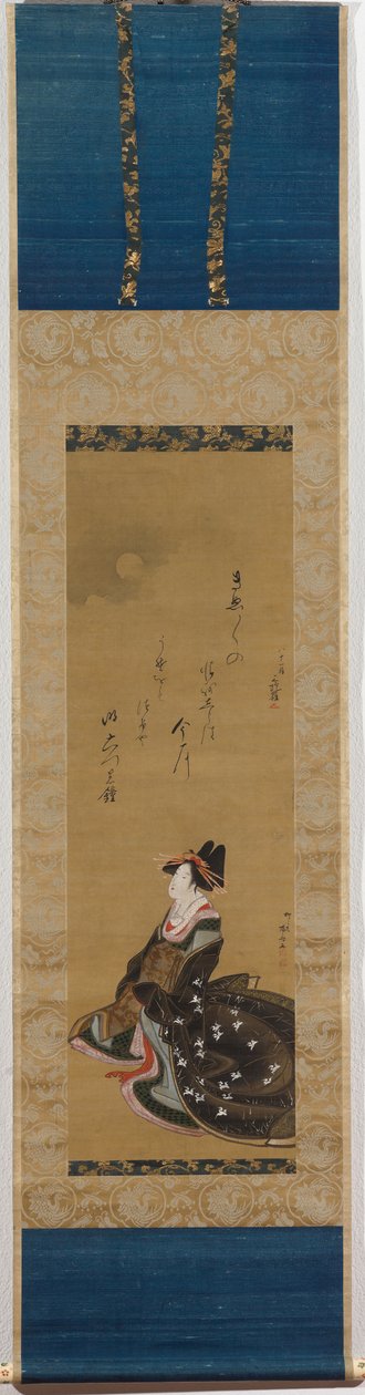 Courtesan Sitting Contemplating the Full Moon by Ryuryukyo Shinsai