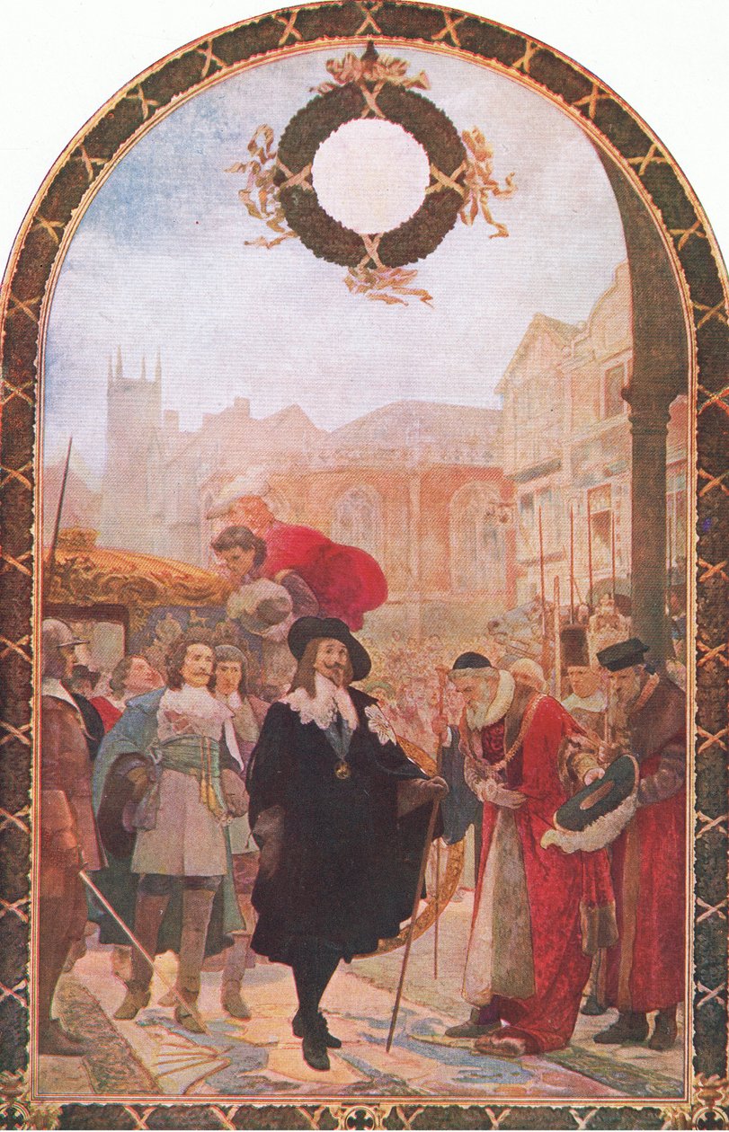 Charles I demanding the five members at the Guildhall 1641, illustration from The History of the British People by S. J. Soloman