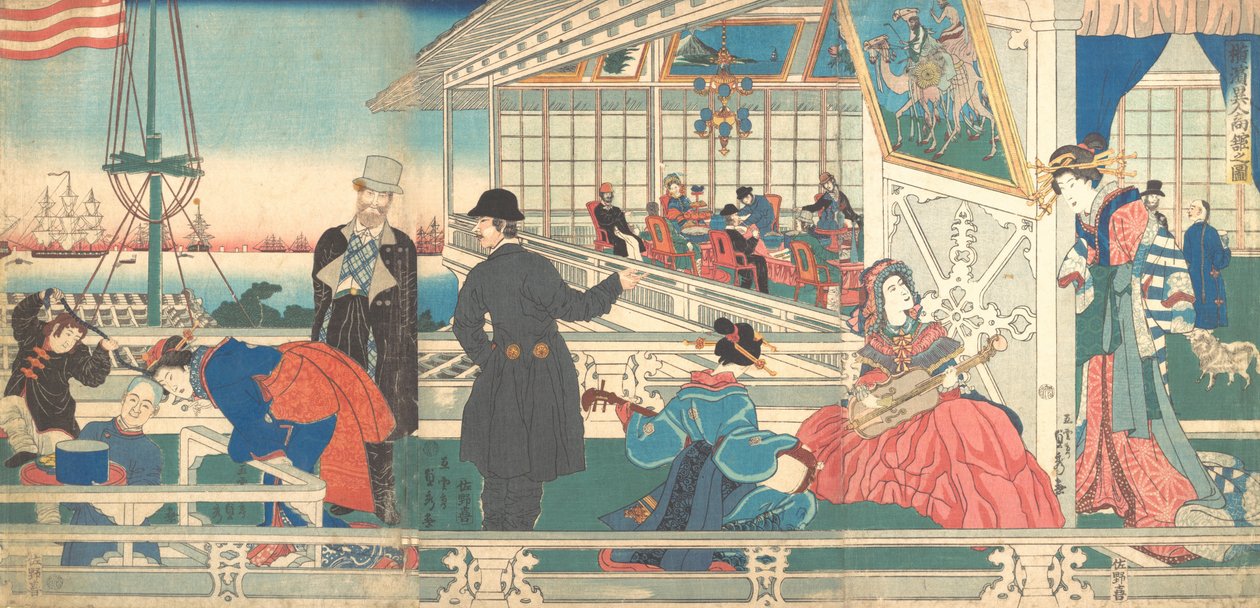 Home of Foreign Merchants in Yokohama, 9th month, 1861 by Sadahide Utagawa