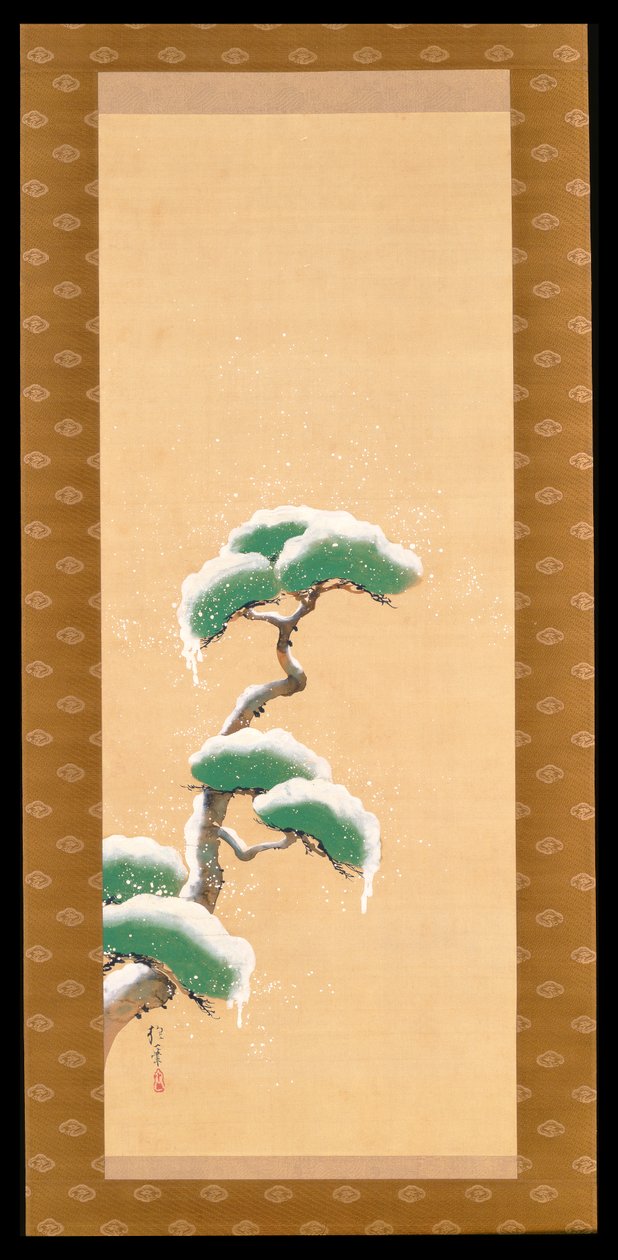 Hanging Scroll Depicting A Snow Clad Pine, from A Triptych of the Three Seasons, Japanese by Sakai Hoitsu