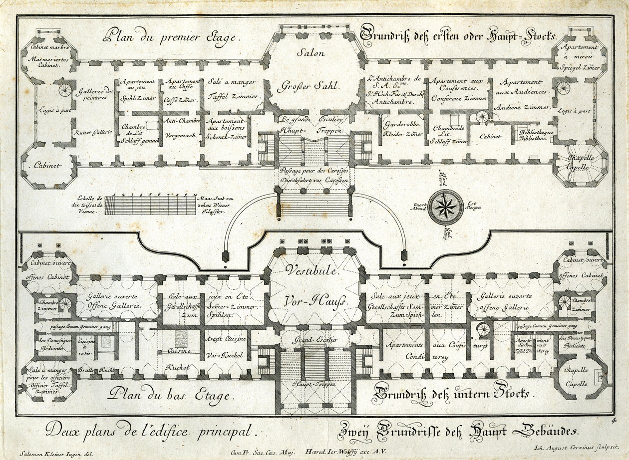 Floor Plan of the Ground and Main Floor of the Upper Castle by Salomon Kleiner