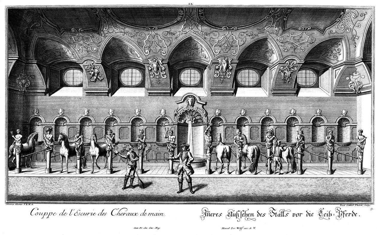 Interior View of the Stable for the Horses by Salomon Kleiner