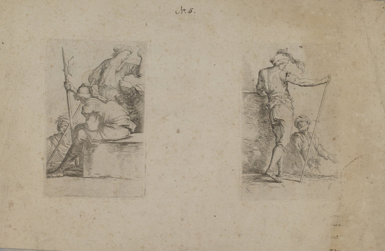 Seated Man, Seen from Back, Holding Ax by Salvator Rosa