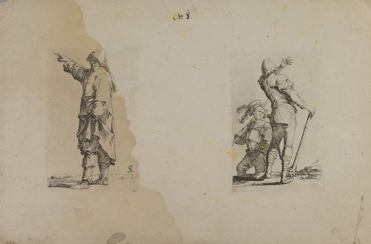 Standing Man with Long Hat, Pointing by Salvator Rosa