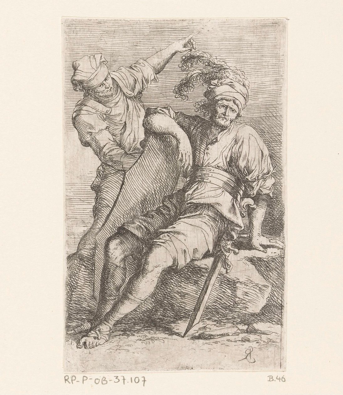 Two Soldiers (series title: Small Figures) by Salvator Rosa