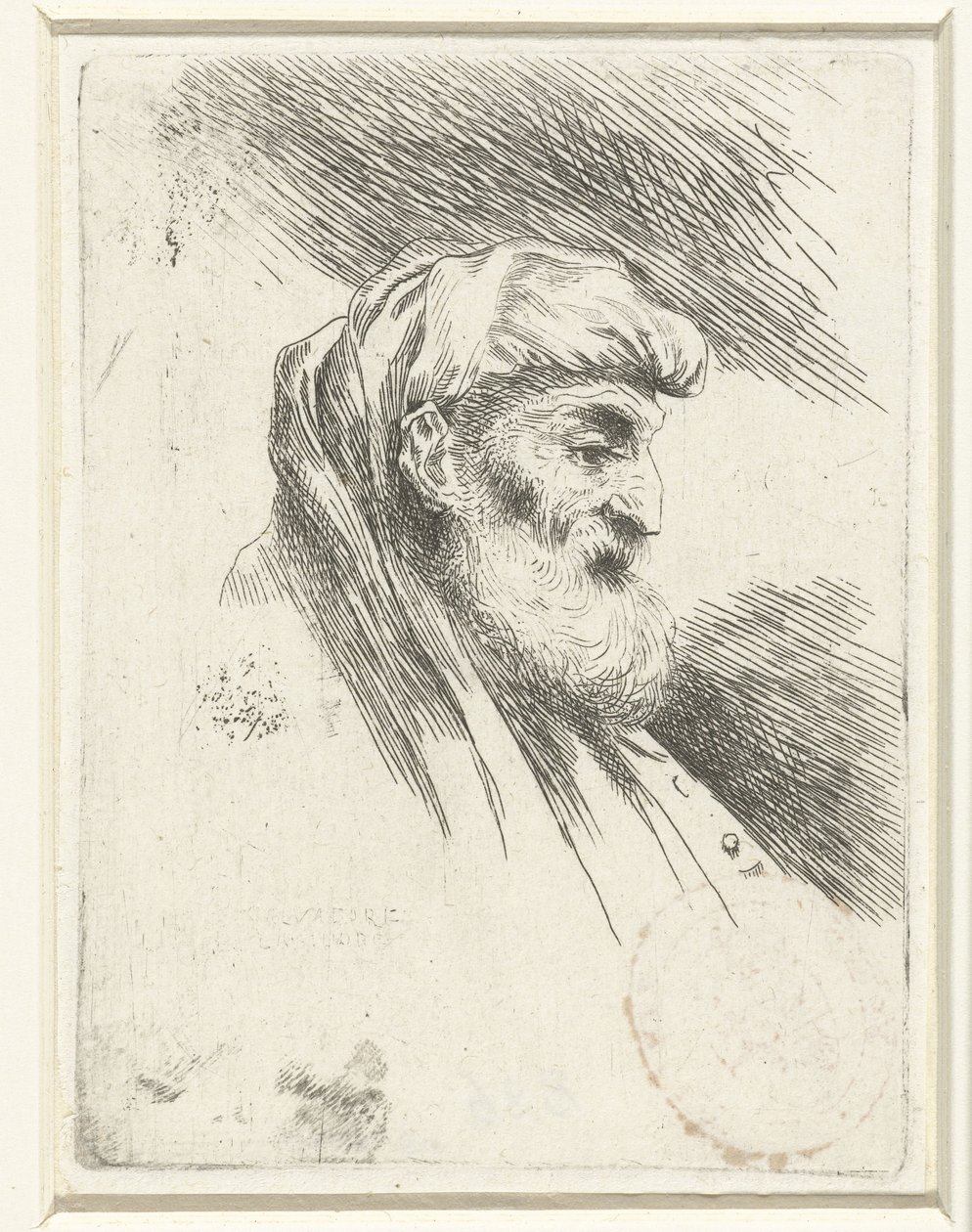 Head of an Old Man with Beard by Salvatore Castiglione (signed by artist)