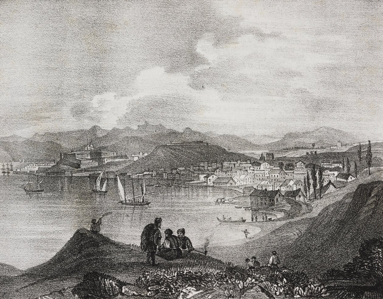 View of Corfu from Mount Oliveto, Ionian Islands, Greece, lithograph by Salvatore Puglia from Poliorama Pittoresco, n 25, January 25 by Salvatore Puglia