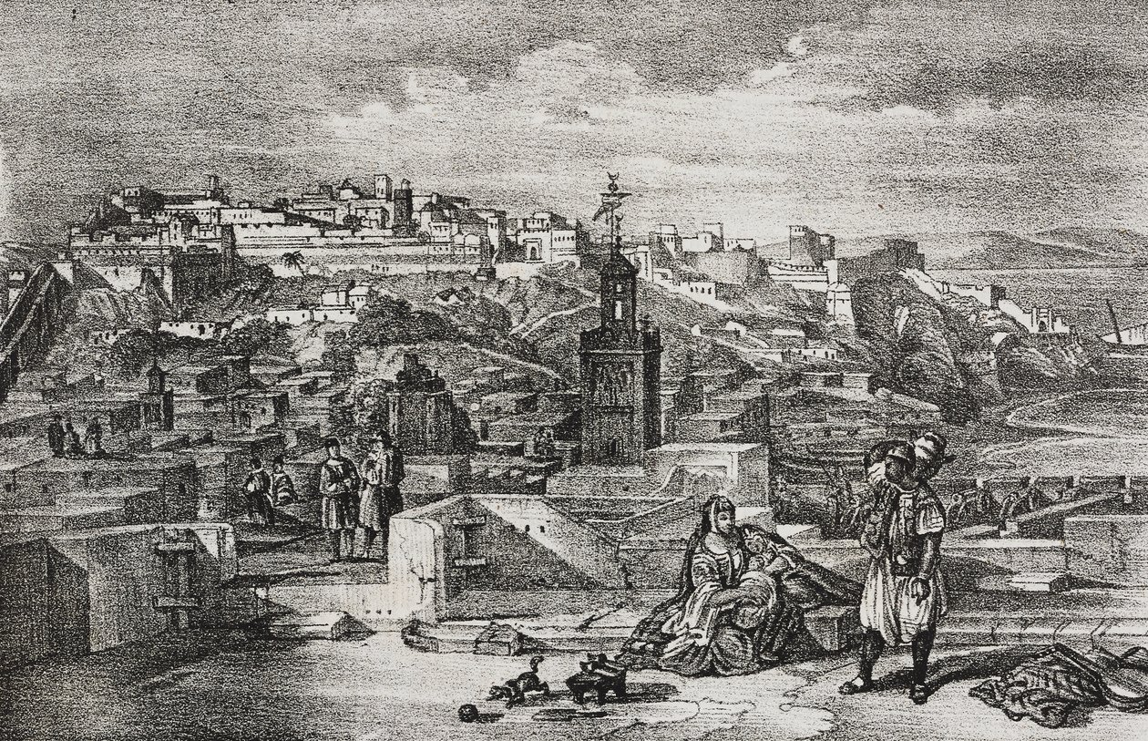 View of the Citadel of Tangier, Morocco (lithograph by Salvatore Puglia from Poliorama Pittoresco, n 26, February 3) by Salvatore Puglia