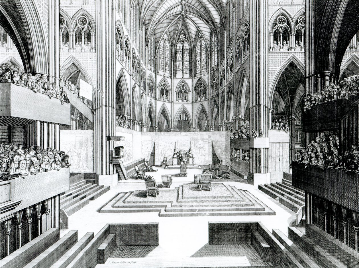 Coronation of James II at the Collegiate Church of St. Peter, Westminster by Samuel Moore